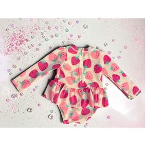 Sol Borne - Baby Strawberry Long Sleeve Ruffle Swimsuit UPF 50+ - Size 12M *NWT*